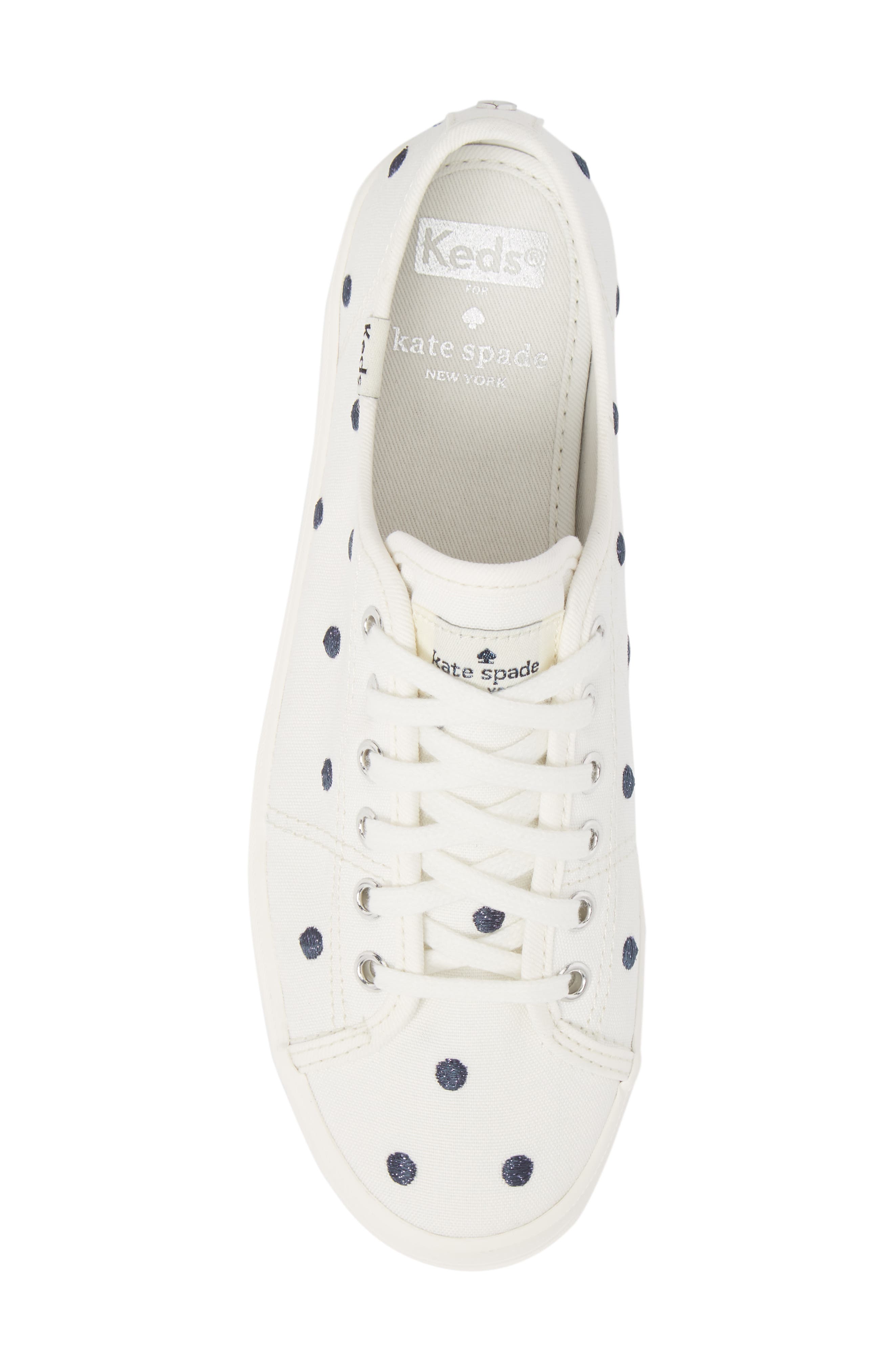 for kate spade new york champion dancing dot sneaker, Alternate, color, CREAM/ NAVY