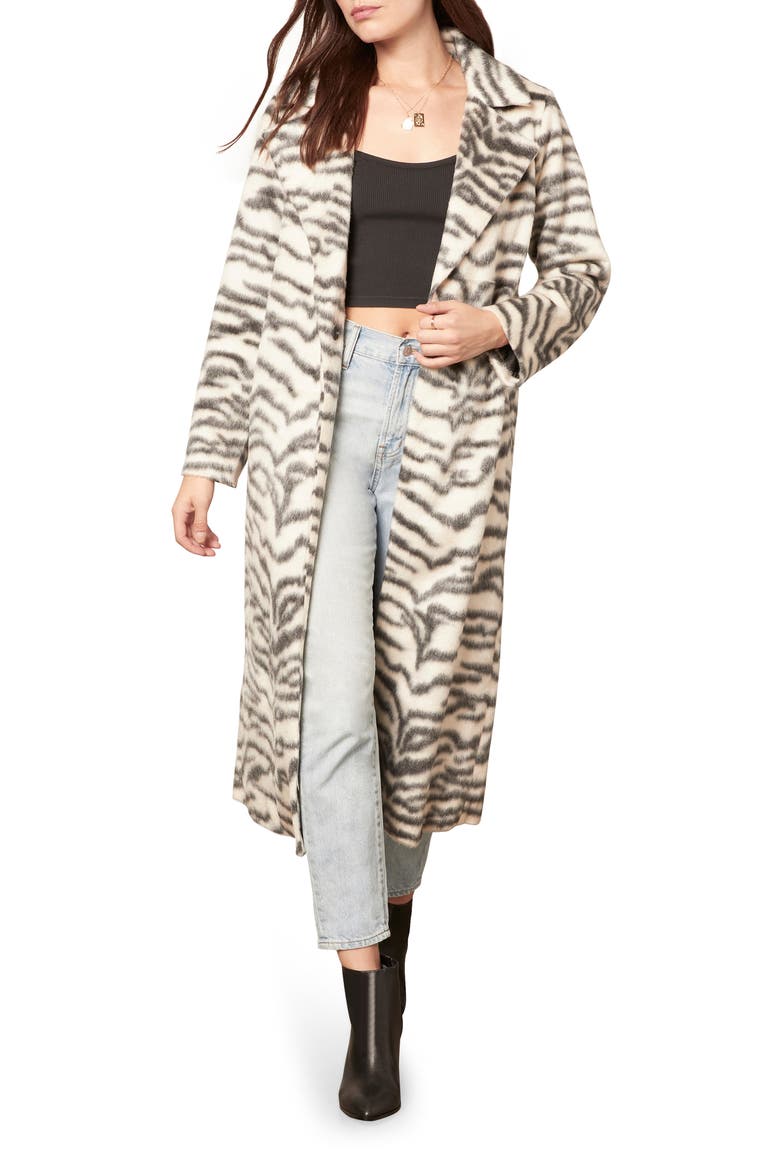 BB Dakota Zebra Print Faux Fur Cake Coat, Alternate, color, IVORY