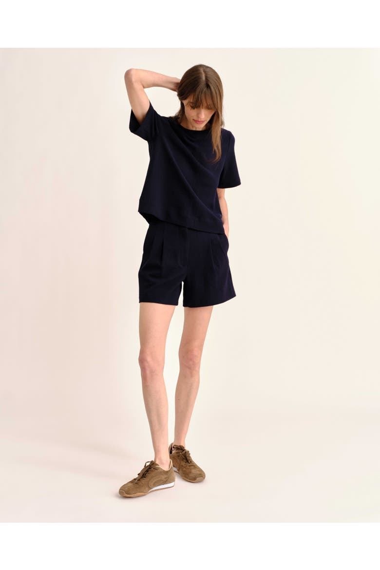 Chloe Pebbled Crepe Top, Alternate, color, Dark Navy