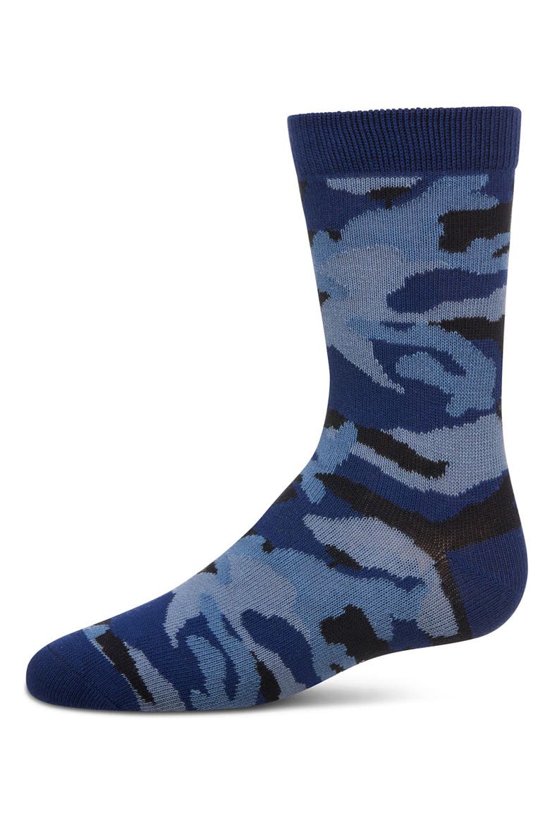 Camouflage-Pattern Crew Socks, Main, color, Navy