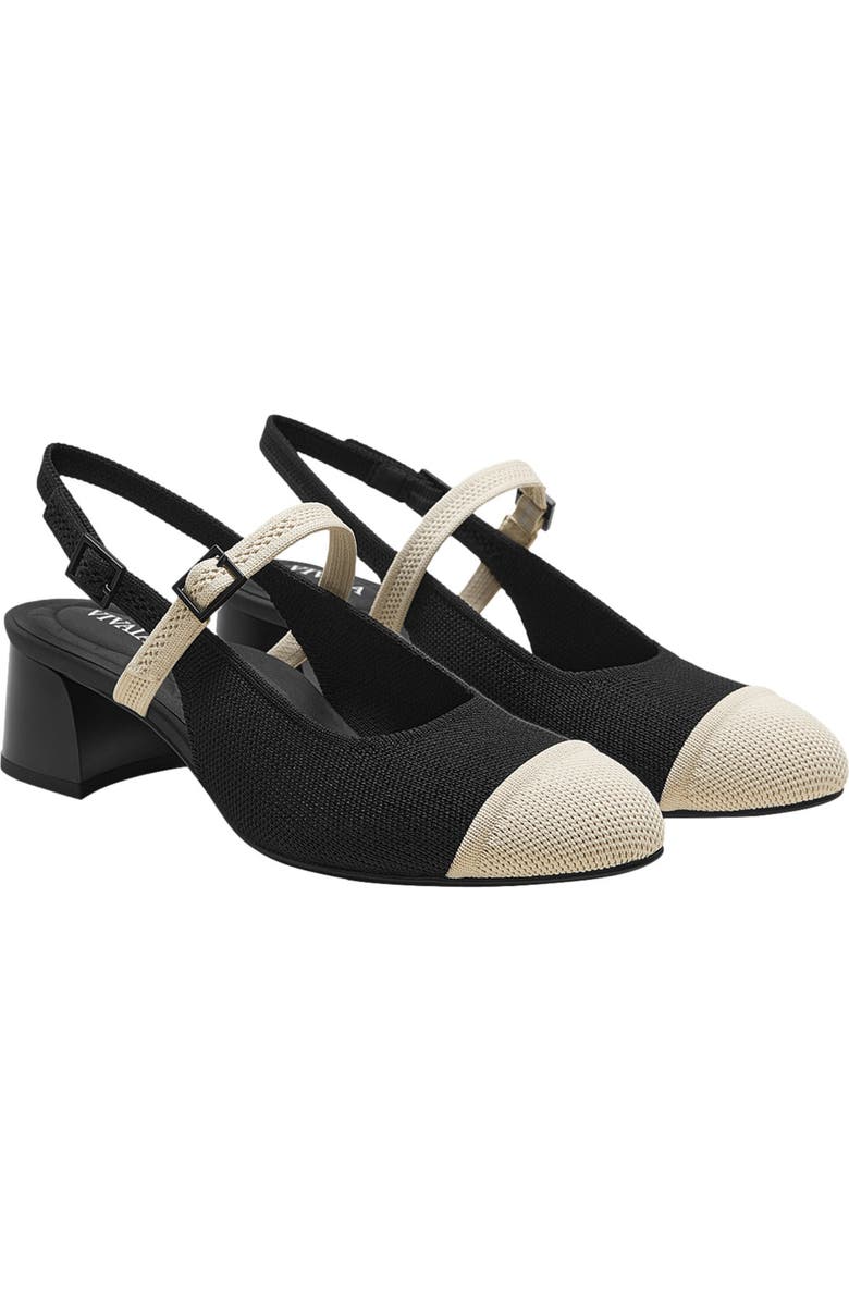 VIVAIA Almond-Toe Slingback Mary-Jane Sandals, Main, color, Black Ivory