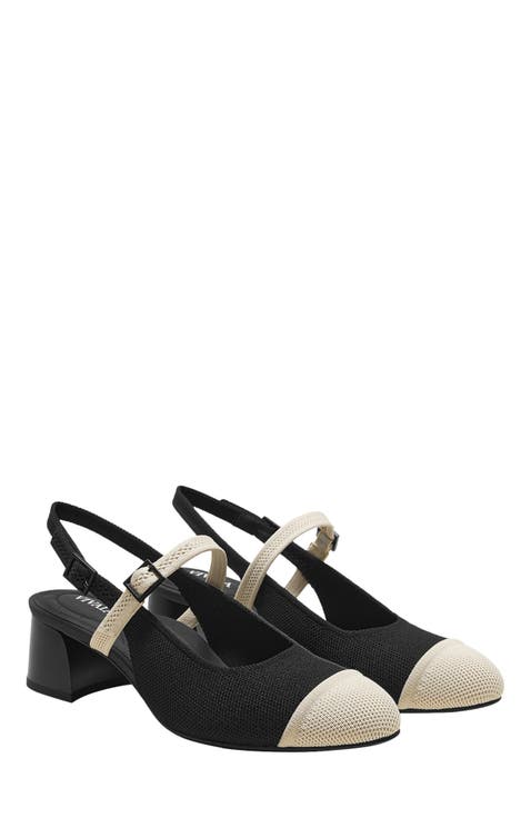 Almond-Toe Slingback Mary-Jane Sandals (Juliana)