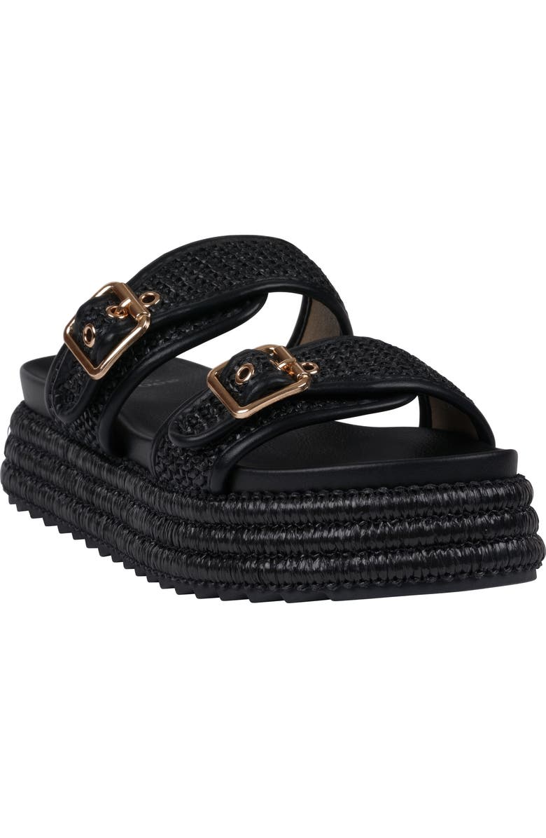 GC SHOES Lorena Raffia Platform Slide Sandal, Main, color, Black