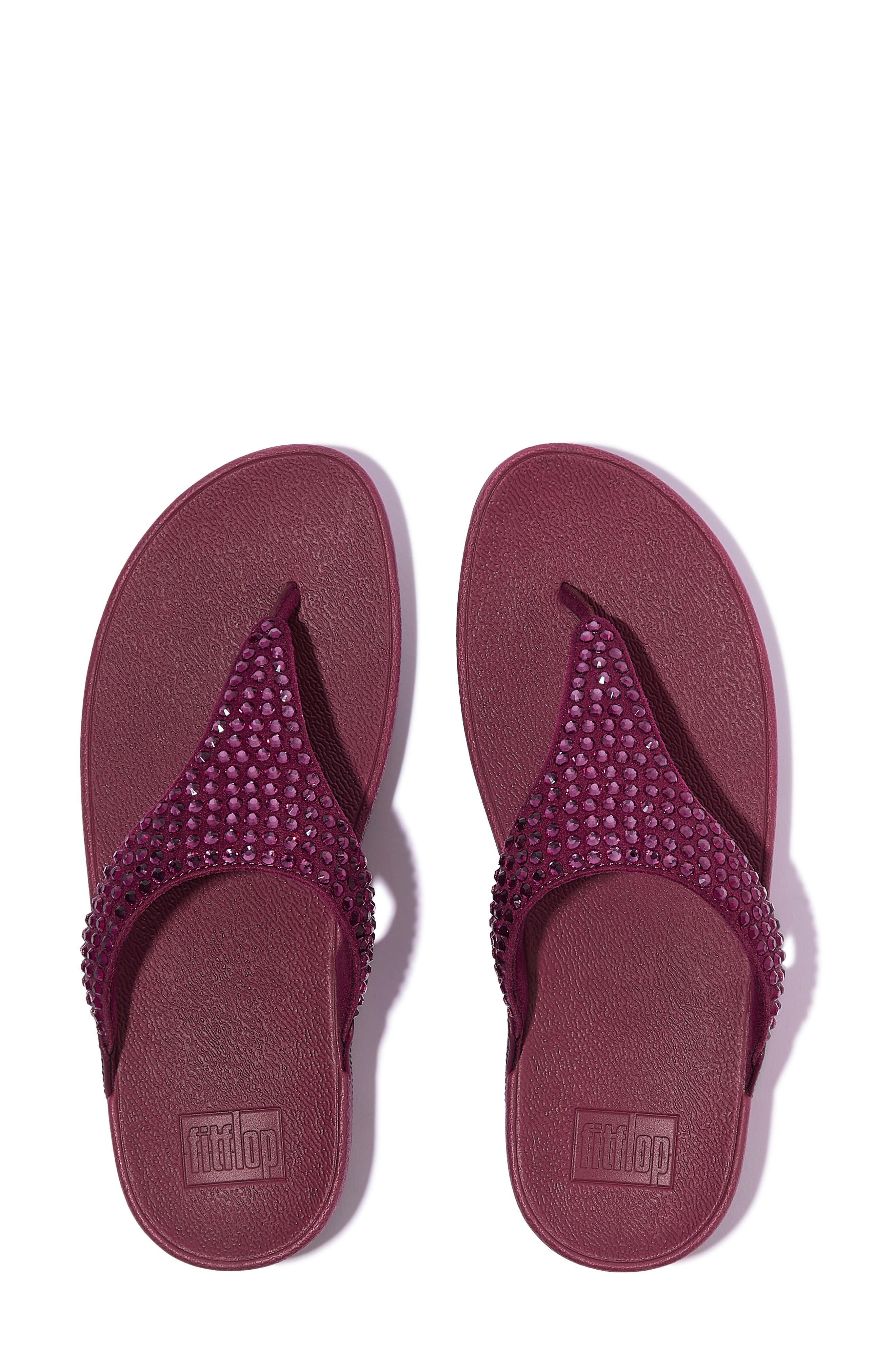 FitFlop Lulu Maxi-Crystal Toe Post Sandal, Alternate, color, Ruby