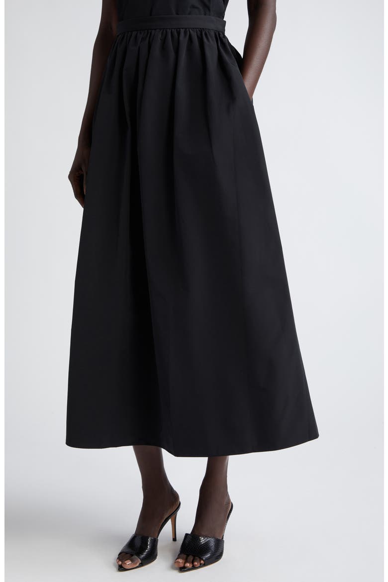Techno Taffeta Midi Skirt, Alternate, color, BLACK