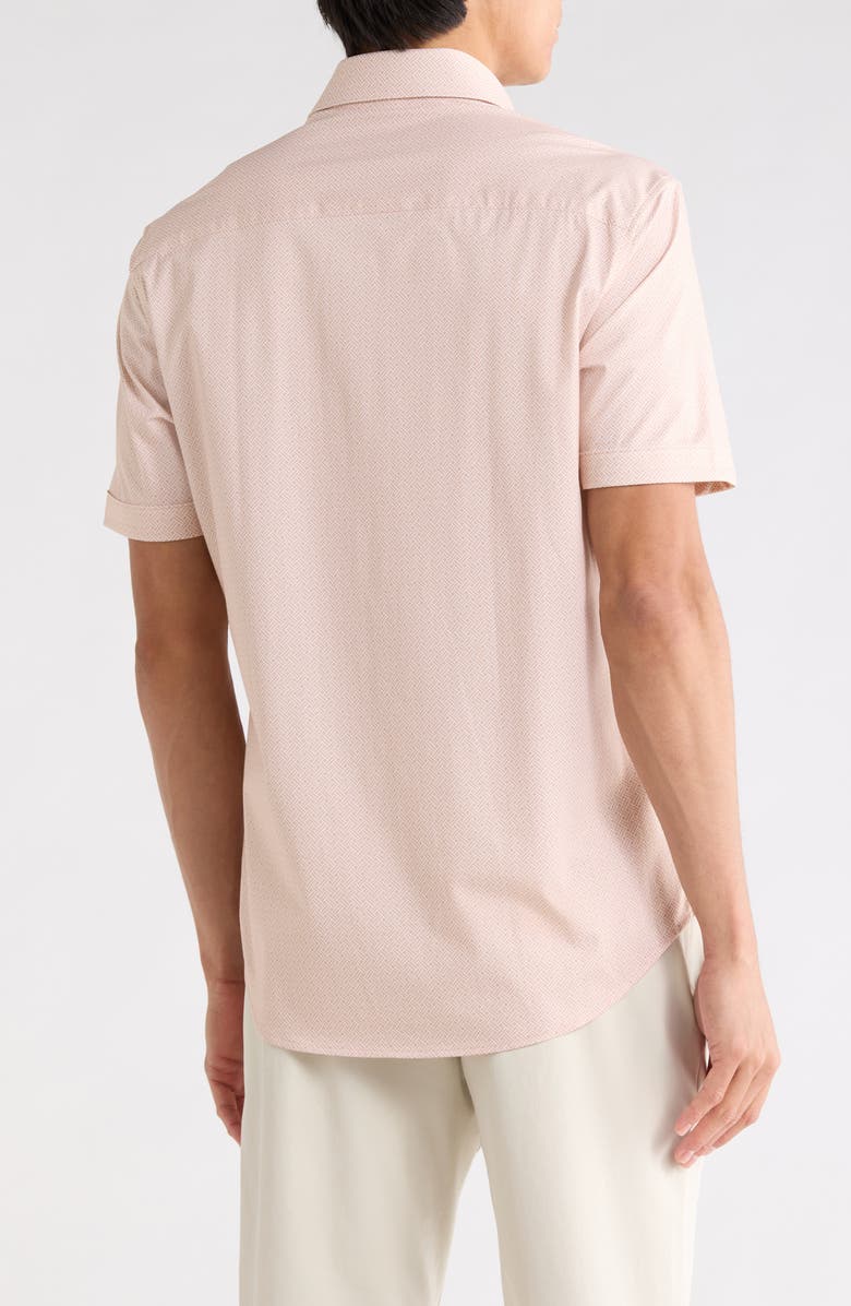 Bugatchi Short Sleeve Woven Shirt, Alternate, color, Papaya
