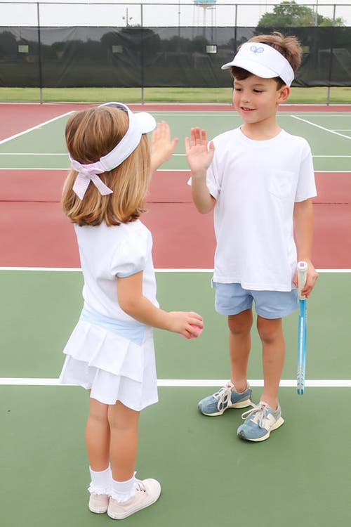 Bits & Bows Tennis Rackets Twill Velco Visor In White