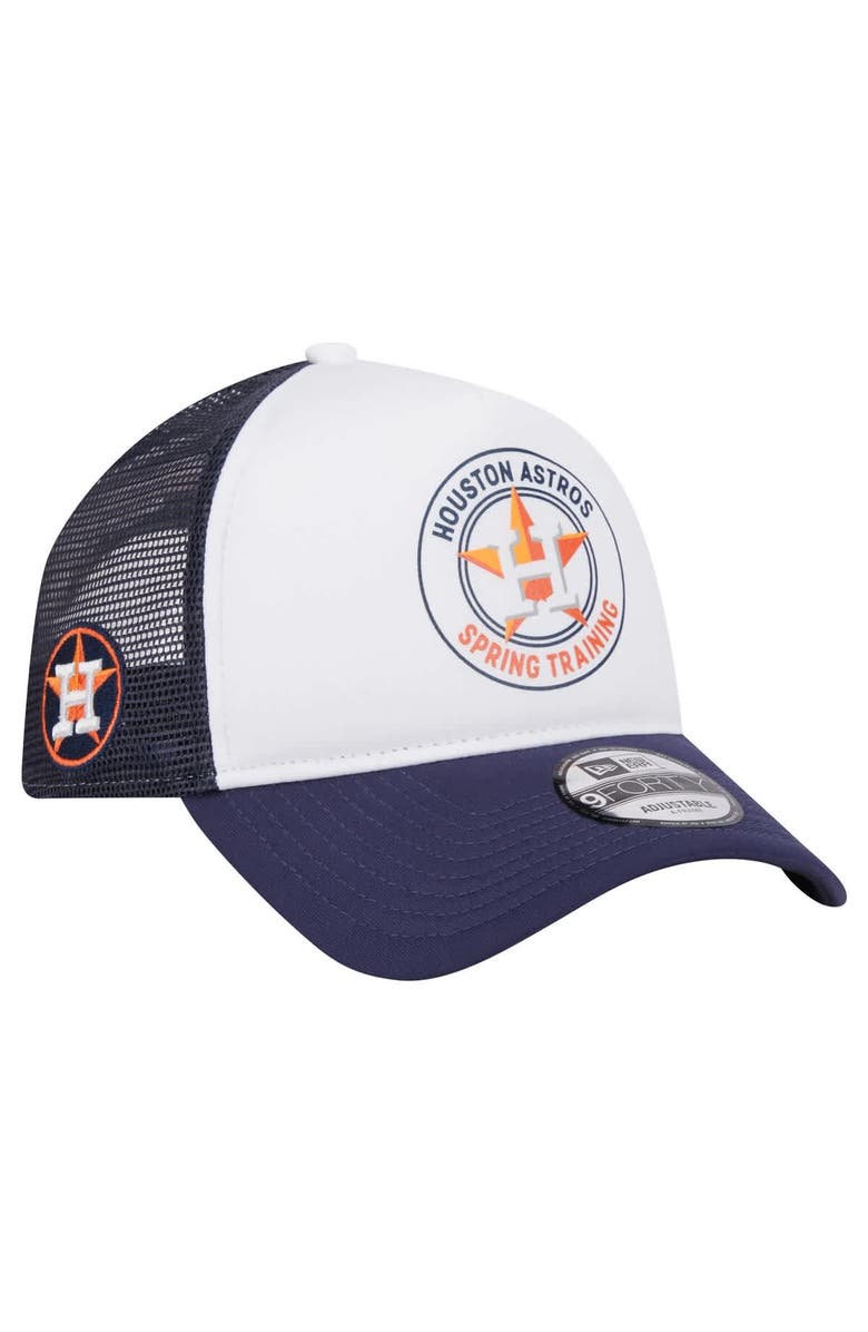 New Era Men's New Era White/Navy Houston Astros Spring Training Circle Foam A-Frame 9FORTY Trucker Adjustable Hat, Main, color, 