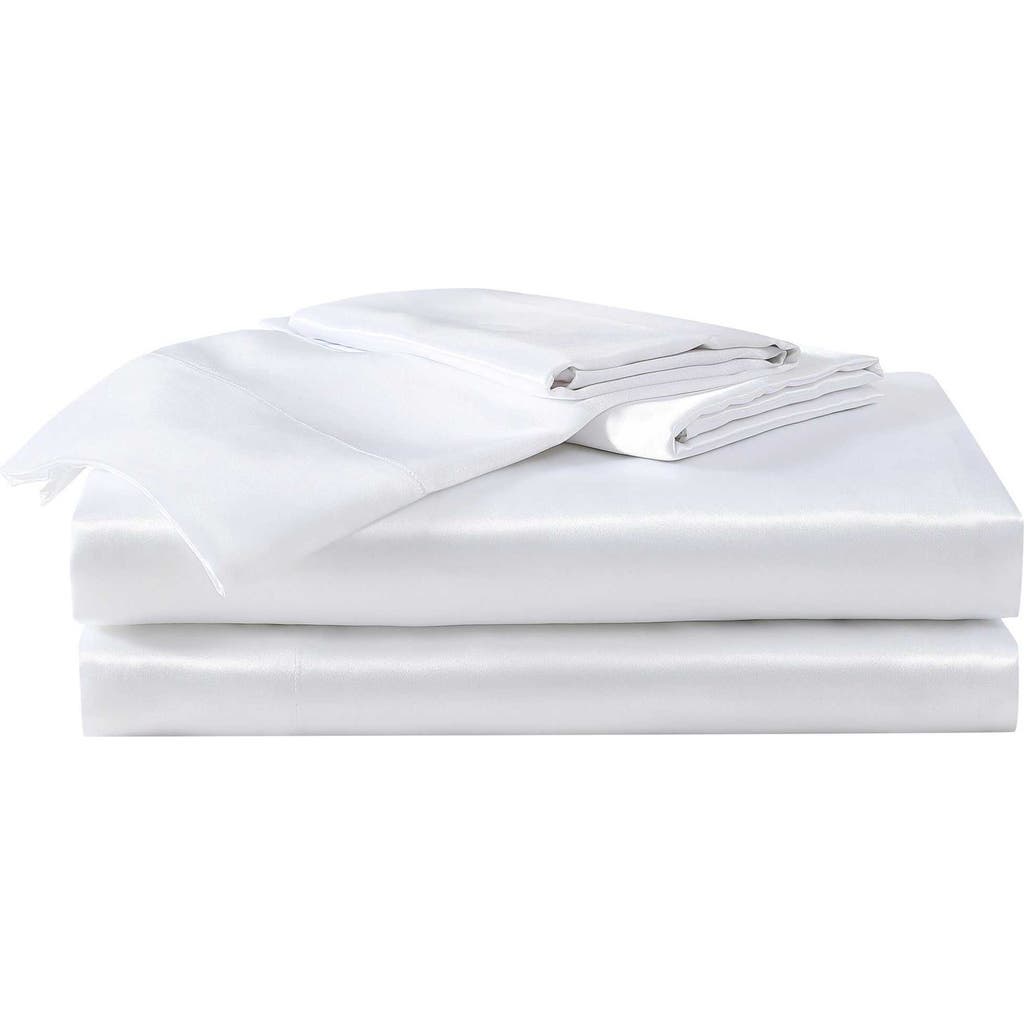 Shop Betsey Johnson Solid Satin Sheet Set In White