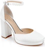 Jewel Badgley Mischka Embellished Ankle Strap Platform Pump