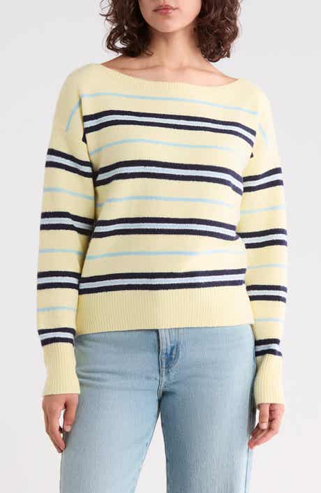 Striped Boat Neck Pullover Sweater