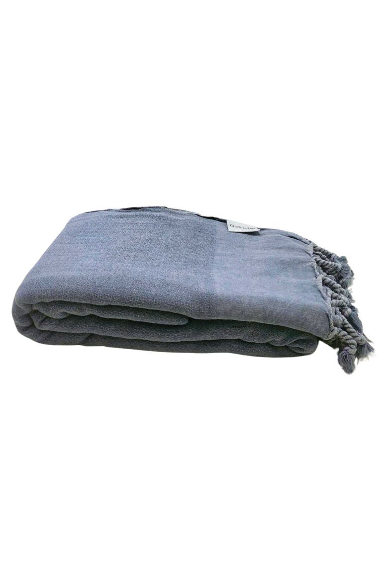 Stonewashed Organic Small Turkish Throw Blanket, Alternate, color, Denim