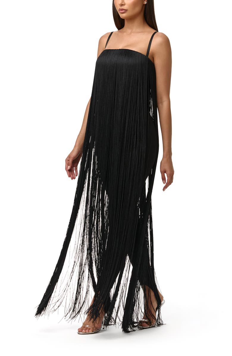 Naked Wardrobe Butter Fringe Romper, Alternate, color, Black