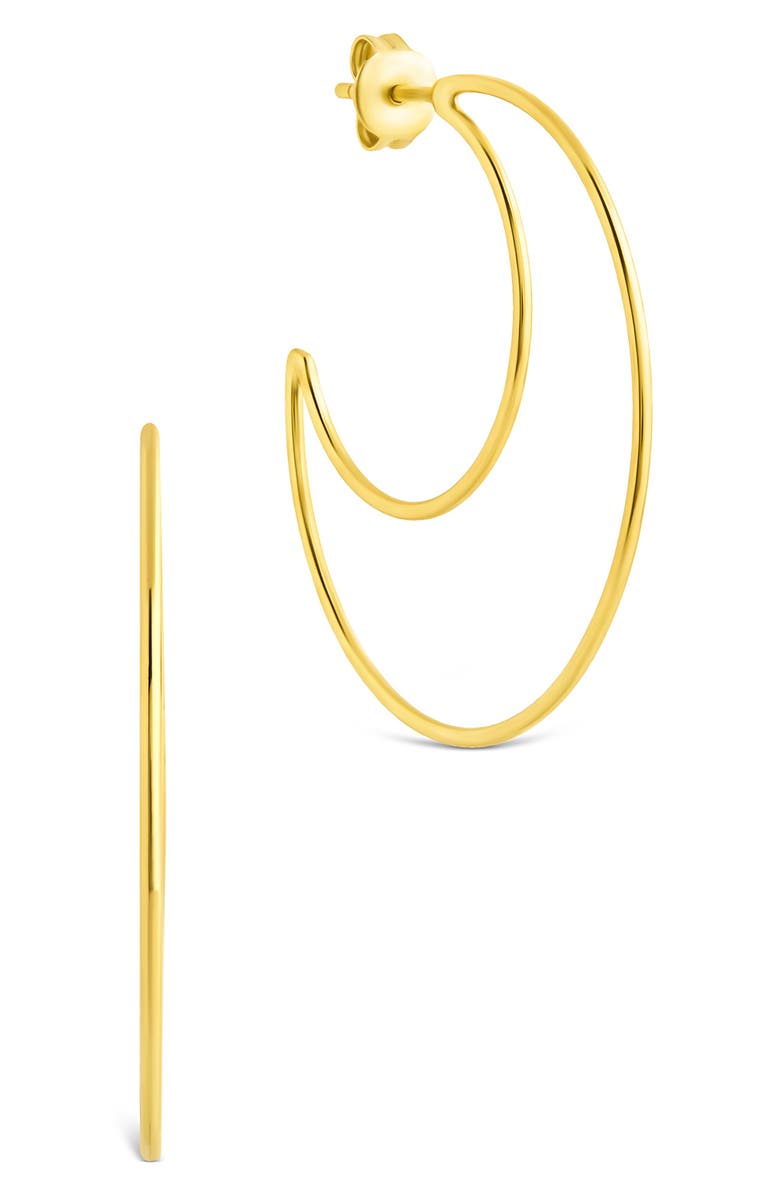 Sterling Forever Laura Crescent Hoop Earrings, Main, color, Gold
