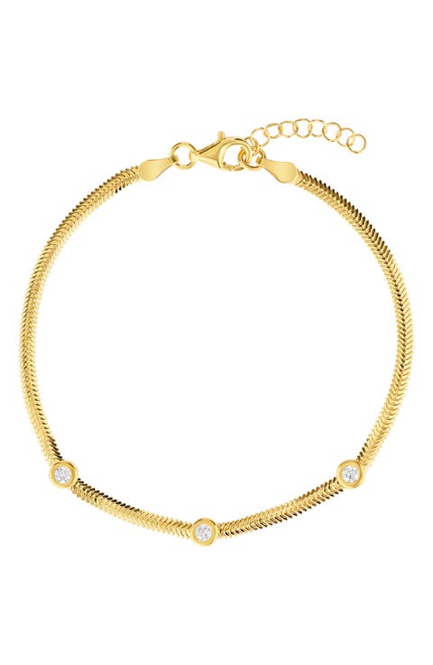 Herringbone Cubic Zirconia Bracelet