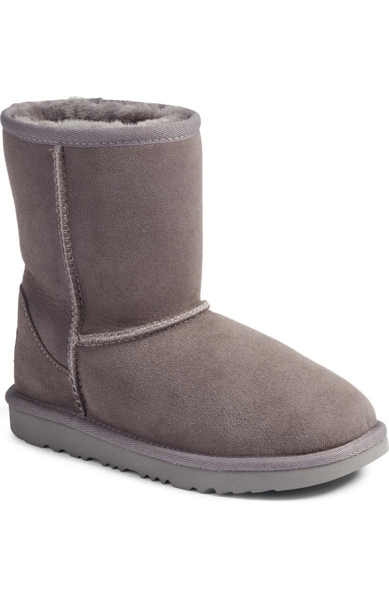 UGG<sup>®</sup> Kids' Classic Short II Water Resistant Genuine Shearling Boot, Main, color, Grey