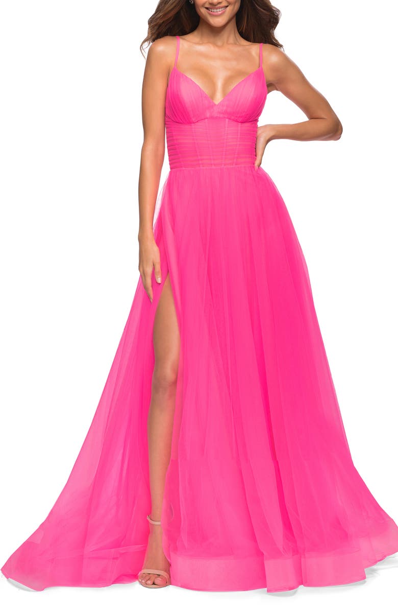 La Femme Exquisite Tulle A-Line Gown, Main, color,