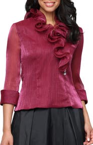 Alex Evenings Yoryu Chiffon Ruffle Top
