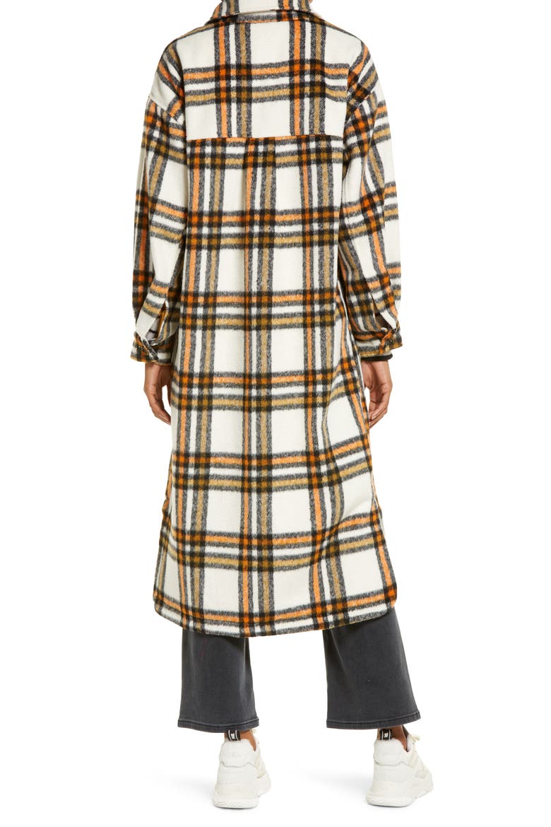 Plaid Long Shirt Jacket, Alternate, color, CREAM- ORANGE OLIVE PLAID