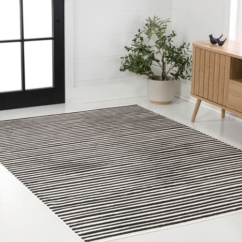 Jonathan Y Aarhus High-low Minimalist Scandi Striped Area Rug In Gray