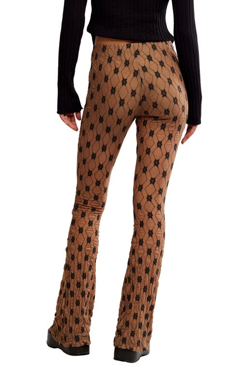 Free People Margo Lace Overlay Flare Pants In Brown