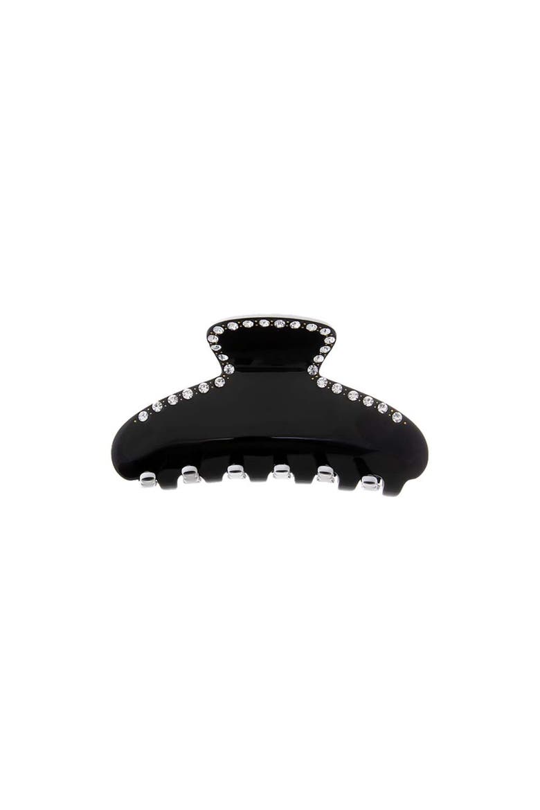 Rhinestone Accented Mini Claw Clip, Alternate, color, Black