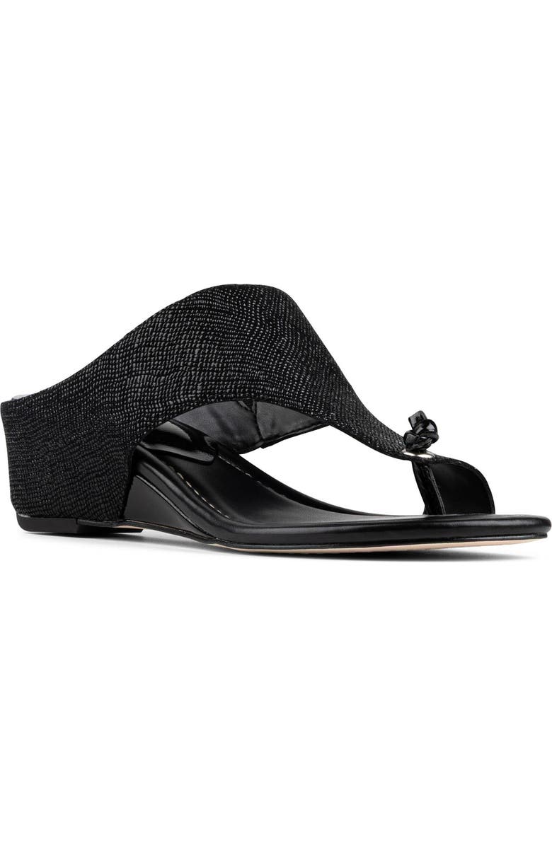 Donald Pliner Toe Loop Wedge Sandal, Main, color, Black
