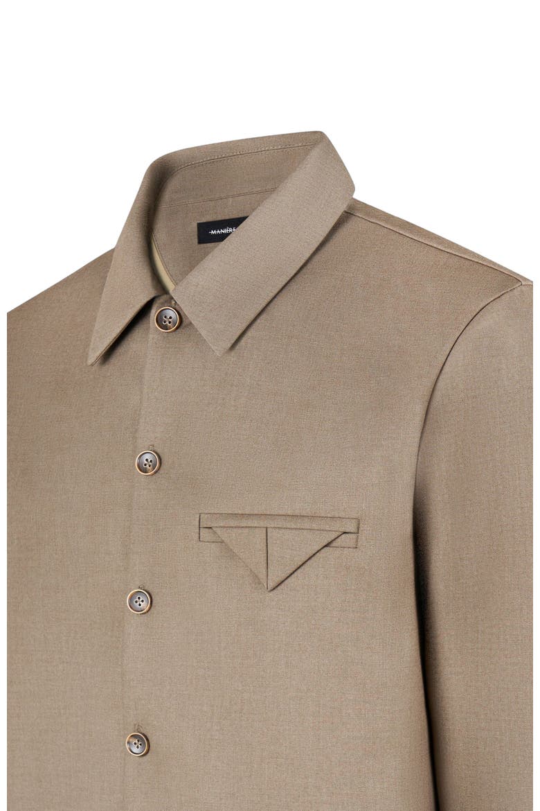 Leo Hatched Tailored Long Sleeve Overshirt, Alternate, color, Khaki