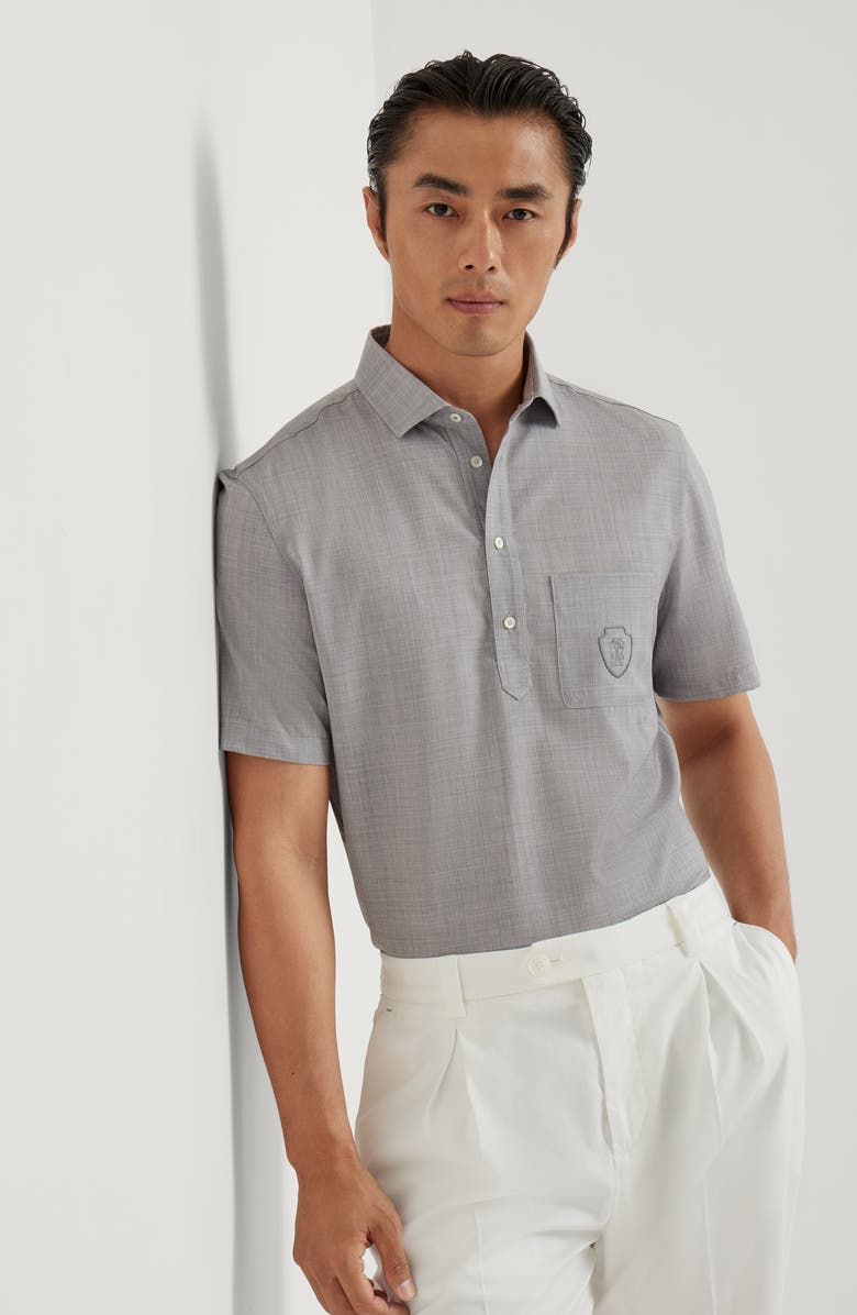 Brunello Cucinelli Poplin polo, Alternate, color, Pearl Grey