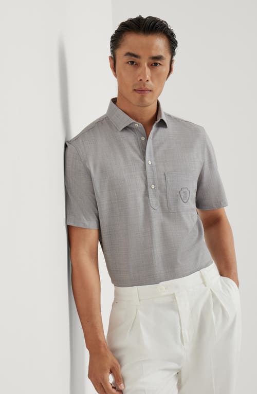 Brunello Cucinelli Grey Short Sleeves Logo Polo In Gray