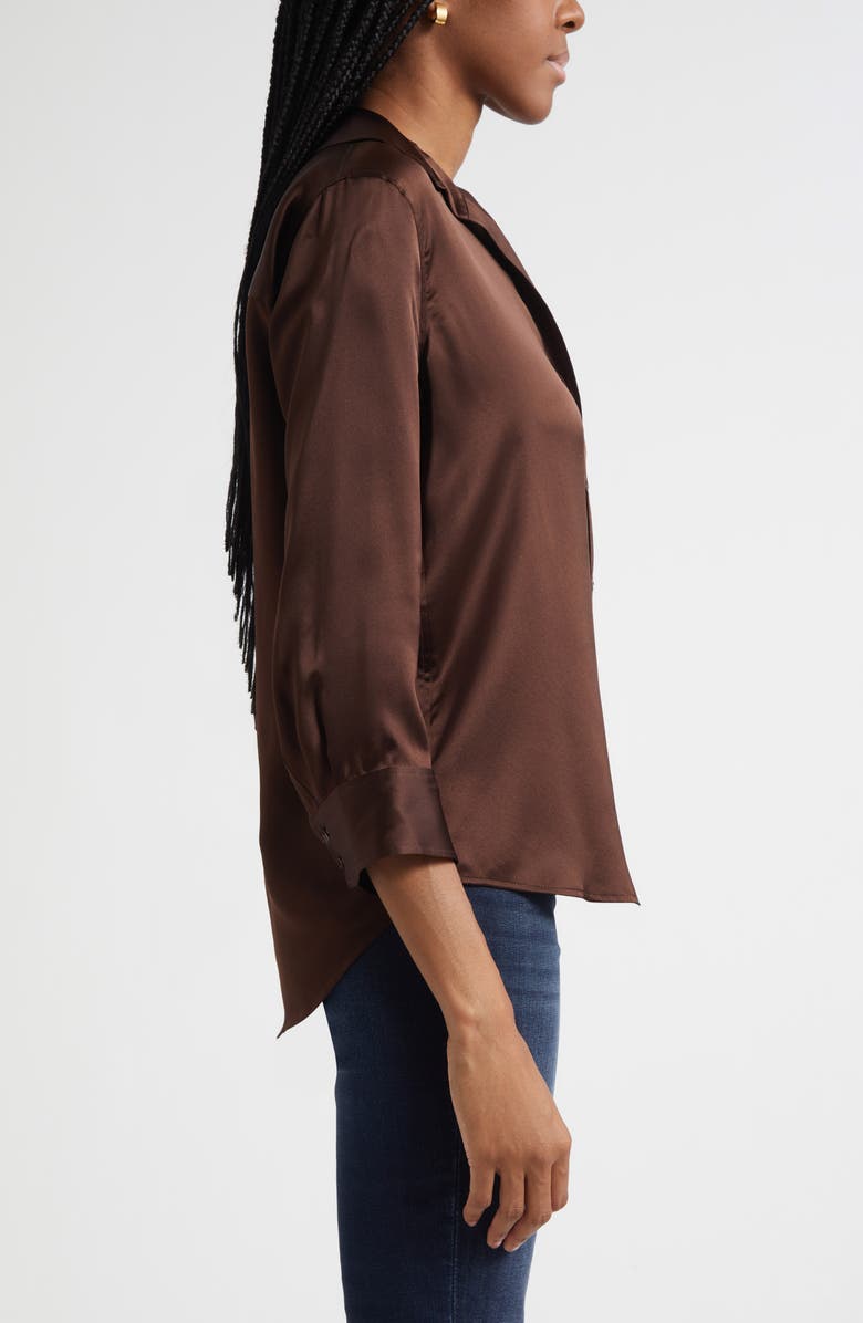 L'AGENCE Dani Silk Charmeuse Blouse, Alternate, color, Coffee Bean