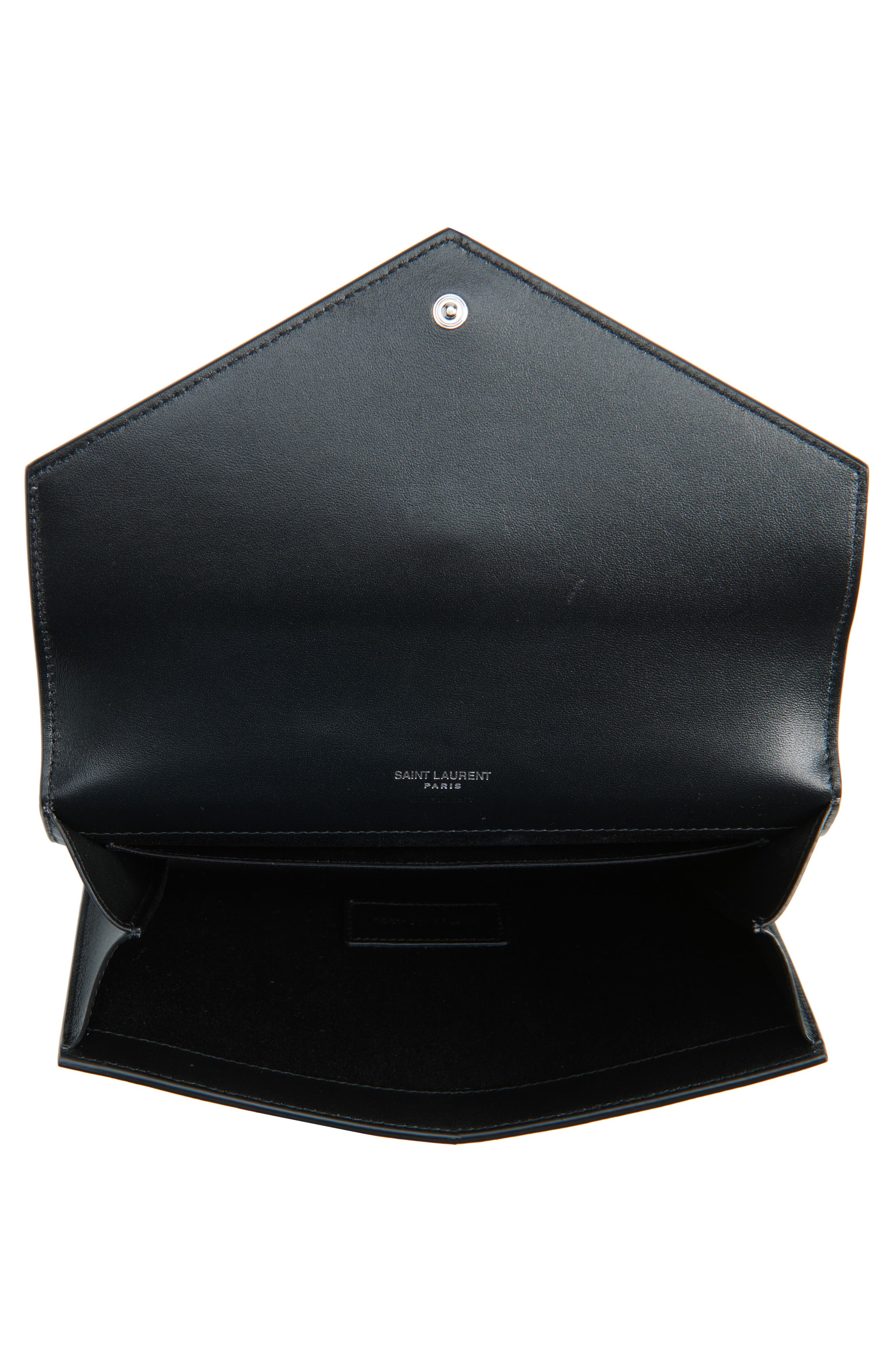 Saint Laurent Cassandre Snakeskin Embossed Patent Leather Envelope Clutch, Alternate, color, 