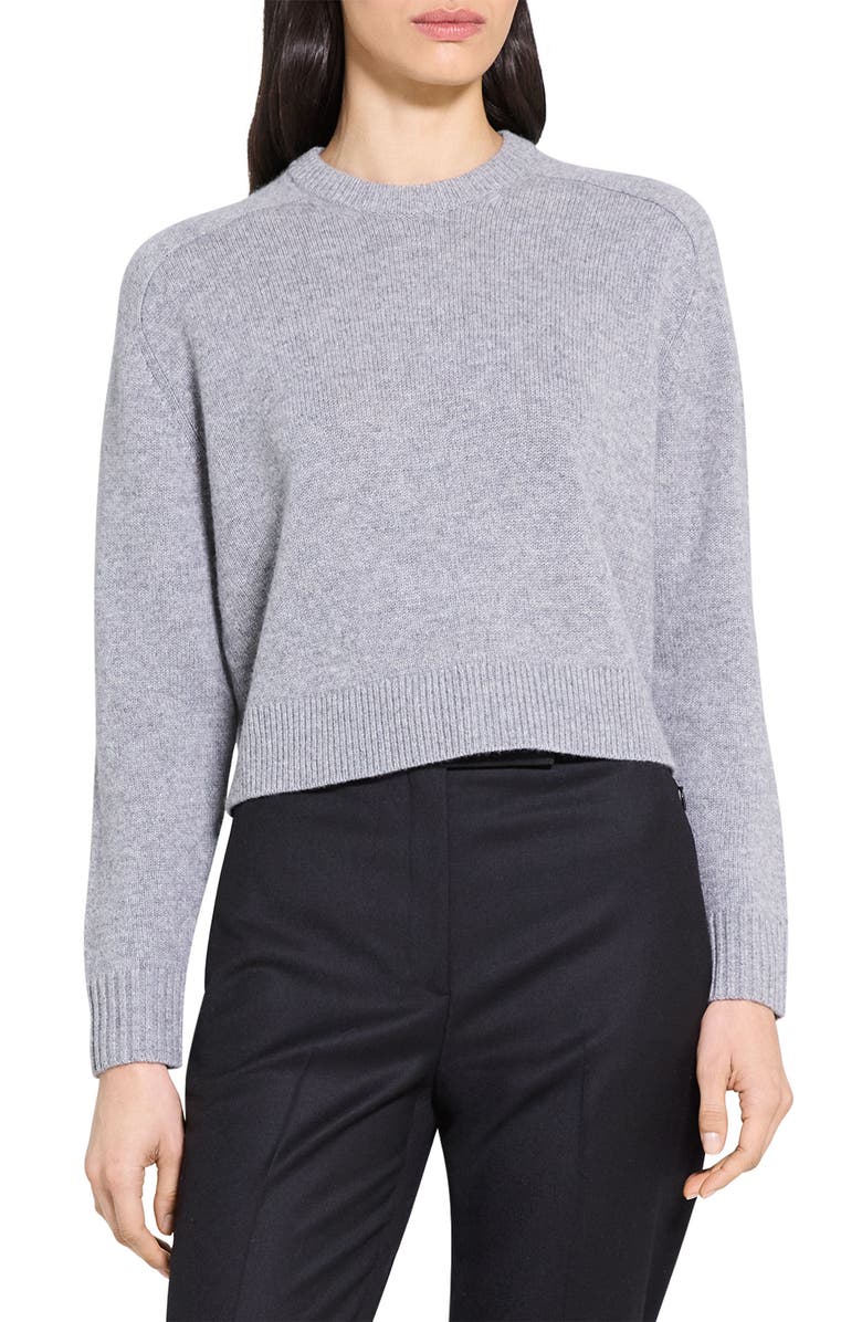 Theory Cashmere Crewneck Crop Sweater, Main, color, Husky