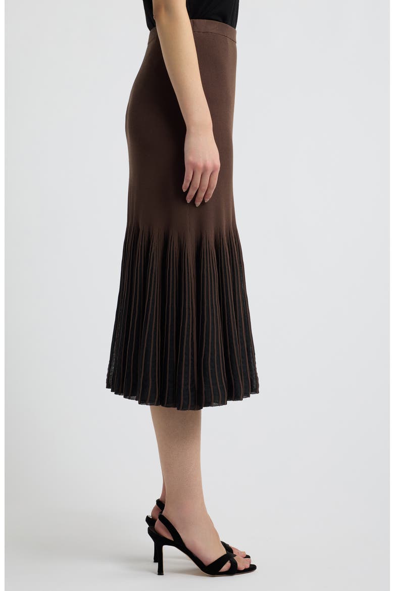 Pleat Trim Sweater Skirt, Alternate, color, BROWN BLACK ORGANZA