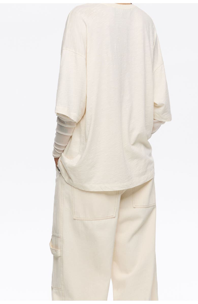 Bimba y Lola Tulle Sleeve T-Shirt, Alternate, color, Ivory