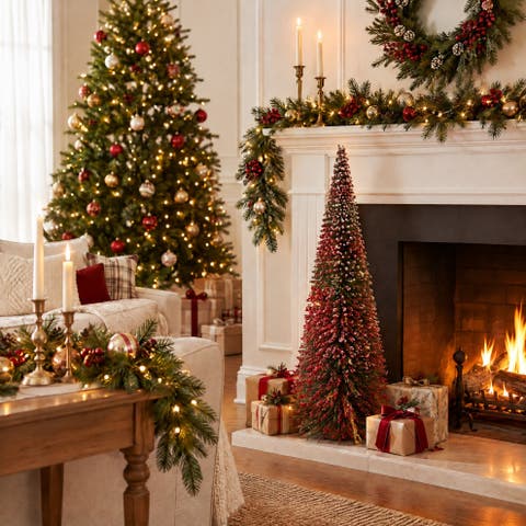 Willow Wood Flocked Tree with Faux Berries