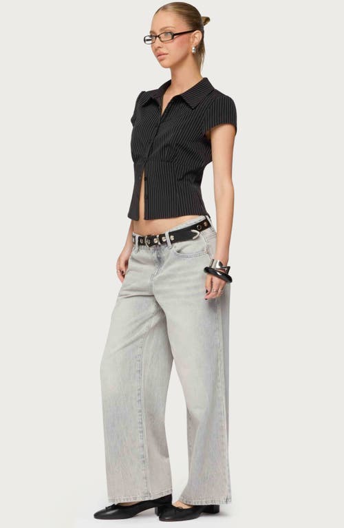 Edikted Magda Low Rise Wide Leg Jeans In Gray