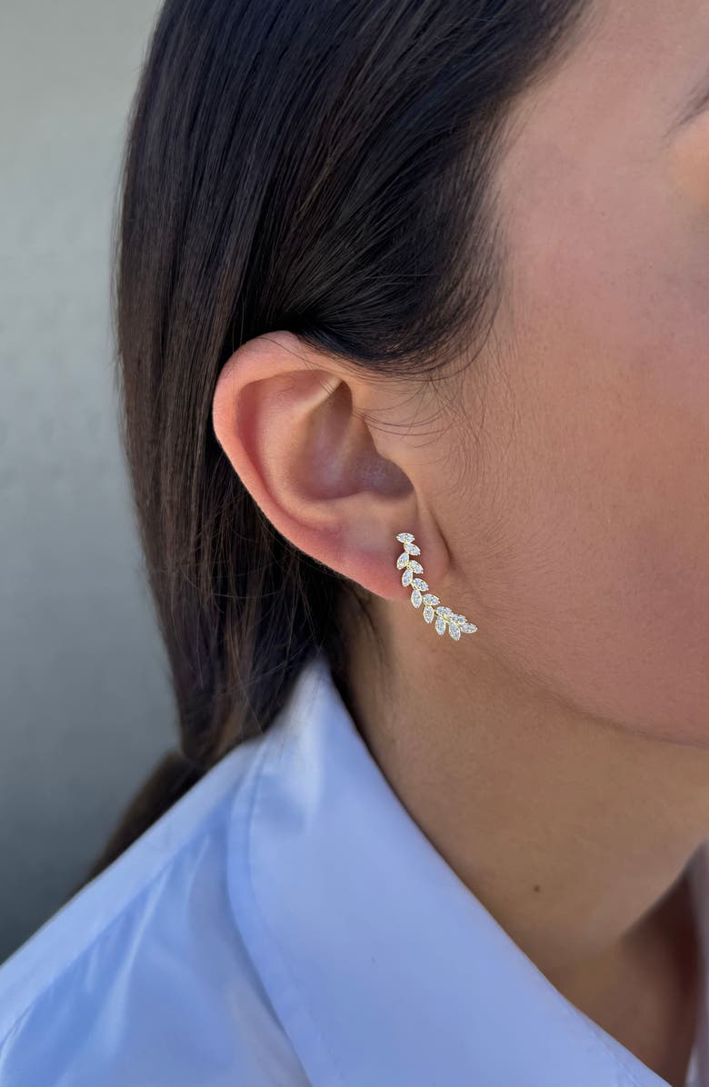 Adornia Pavé CZ Curved Leaf Crawler Earrings, Alternate, color, Gold