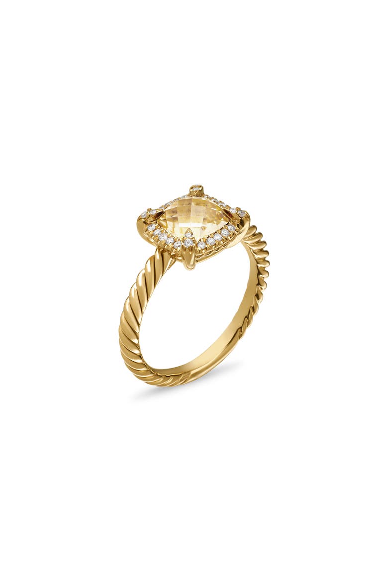 Petite Chatelaine® Pavé Bezel Ring, Alternate, color, YELLOW GOLD/ CHAMPAGNE CITRINE