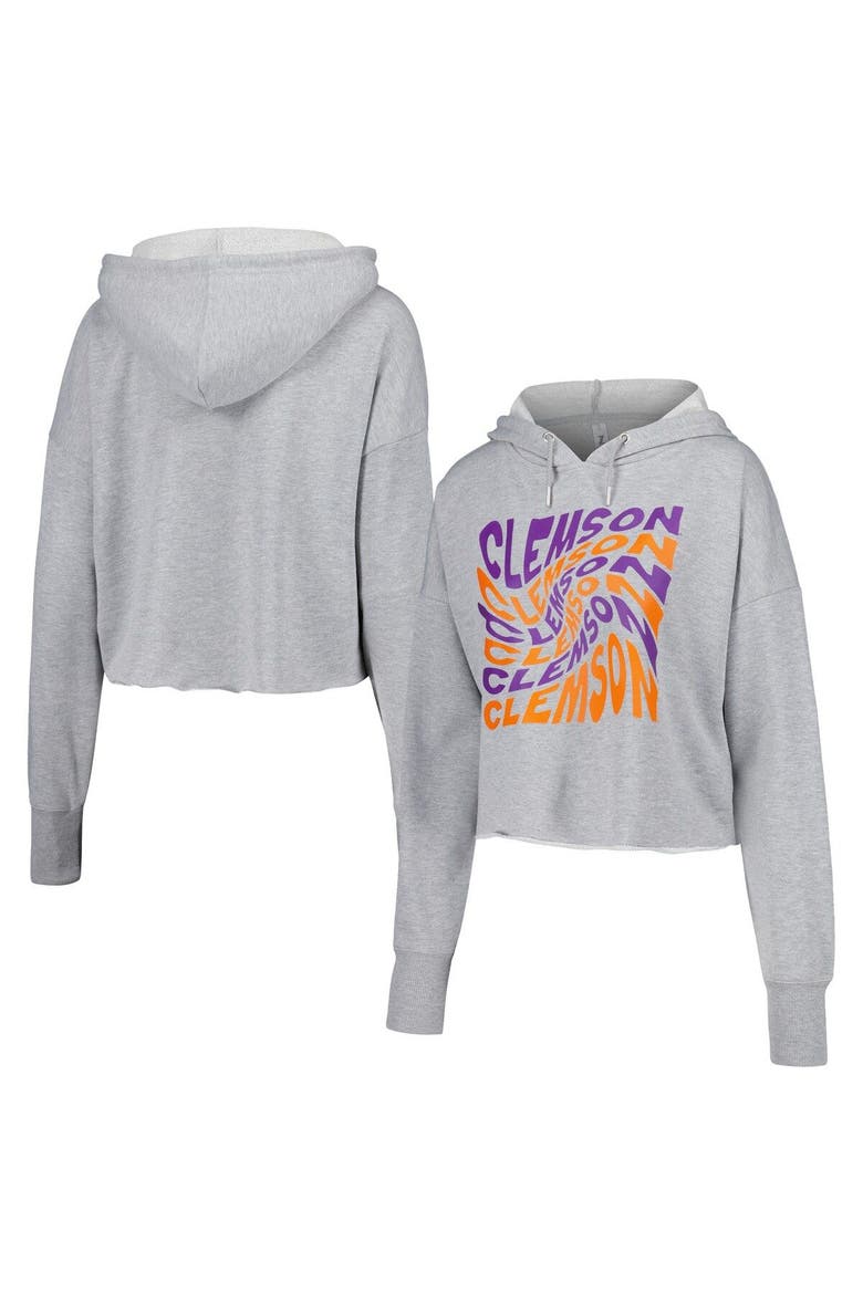 Women's ZooZatz Gray Clemson Tigers Swirl Cropped Pullover Hoodie, Main, color, Gray
