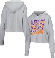 ZOOZATZ Women's ZooZatz Gray Clemson Tigers Swirl Cropped Pullover Hoodie
