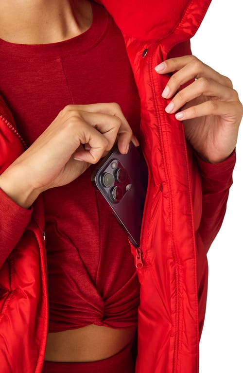 Beyond Yoga Big Cozy Puffer Vest In Red