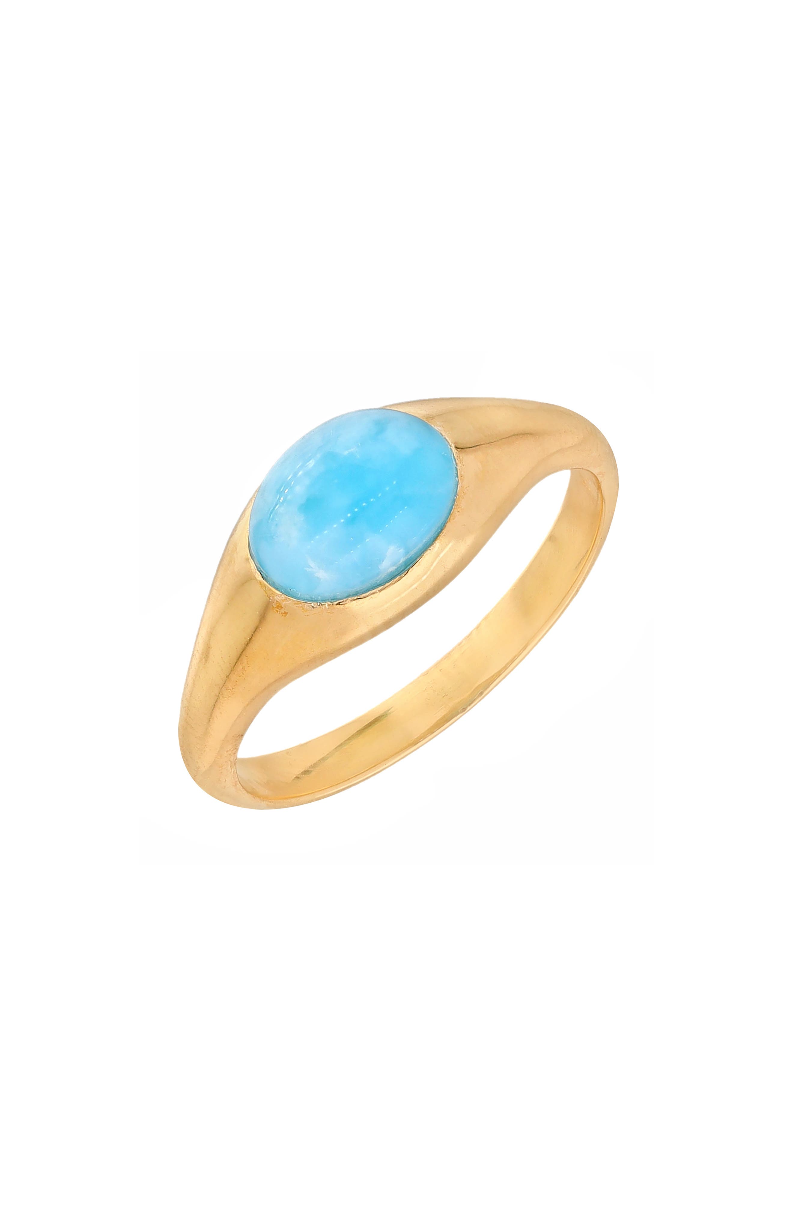 YS GEMS Larimar Signet Ring