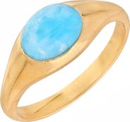 YS GEMS Larimar Signet Ring