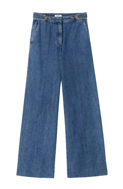 Sandro Mid-rise Wide Leg Jeans In Blue