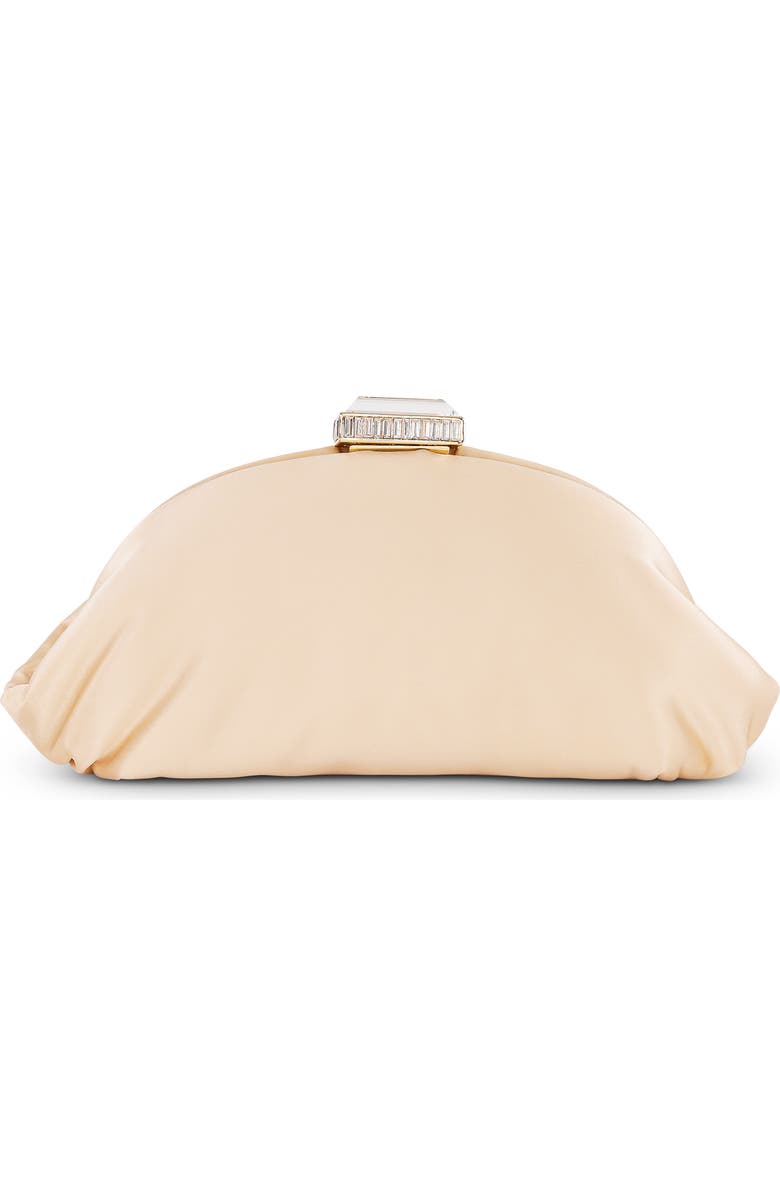 BADGLEY MISCHKA Leia Satin Pouch Clutch, Main, color, Nude