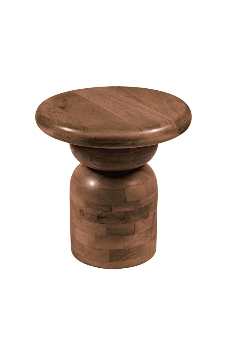 Storied Home Accent Table with Stacked End Grain Base, Main, color, Brown