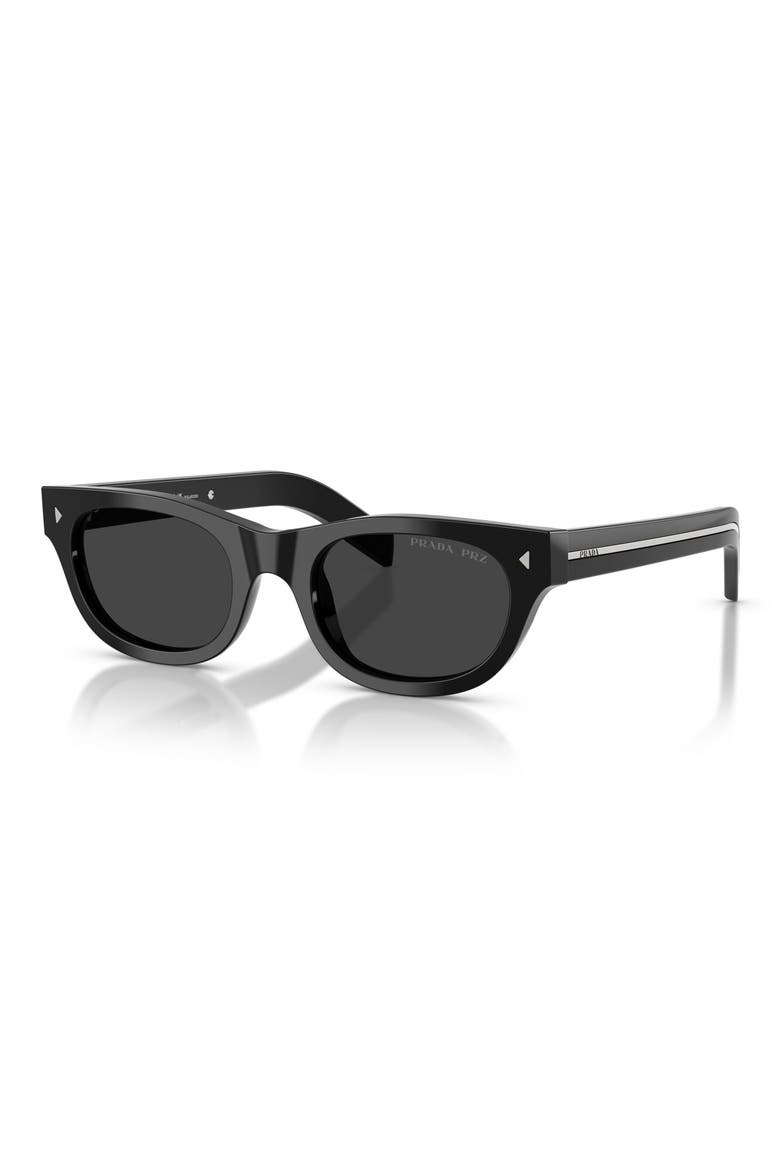 52mm Polarized Cat Eye Sunglasses, Alternate, color, BLACK / POLAR BLACK