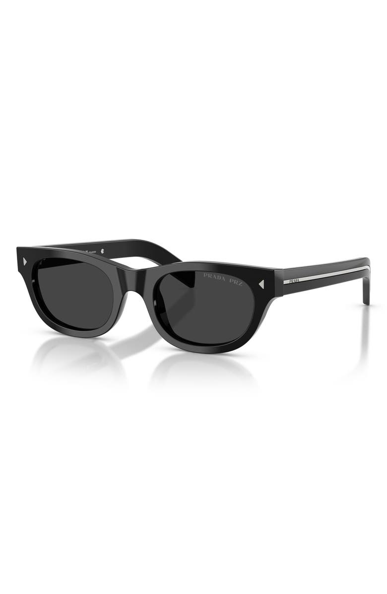 Prada 52mm Polarized Cat Eye Sunglasses, Alternate, color, Black / Polar Black