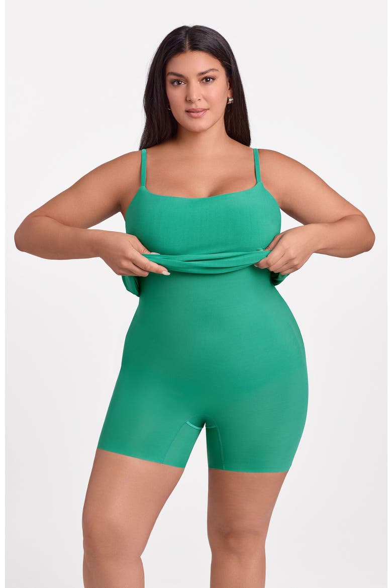 Sculpting Shapewear Square Neck Tank Midi Dress, Alternate, color, Jade